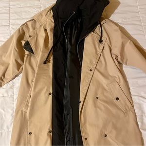 forever 21 coat, tan & black 🎀 has zipper and buttons, not too warm ✨